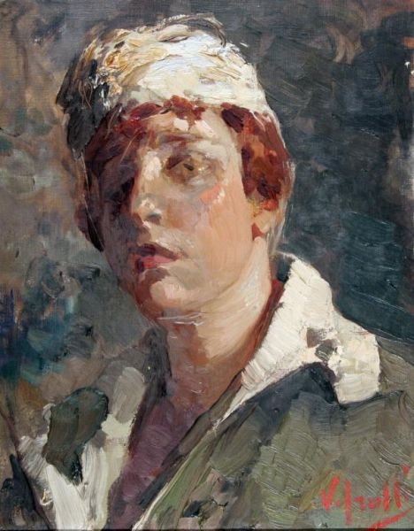 The English Girl, vintage artwork by Vincenzo Irolli, 12x8" (A4) Poster