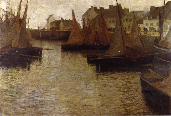 Fishing Harbor, vintage artwork by Eugene Lawrence Vail, 12x8" (A4) Poster