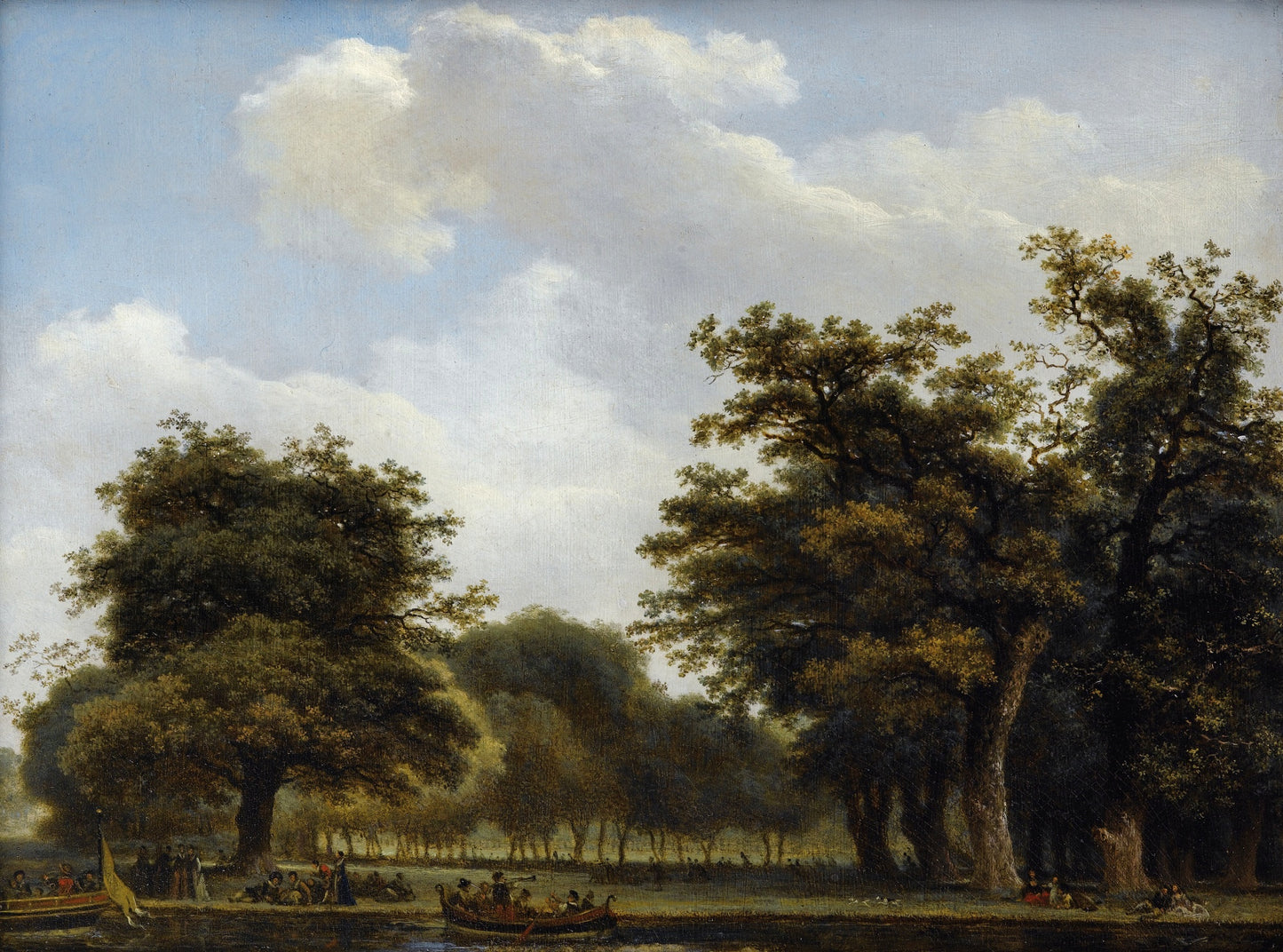 Elegant Group Disembarking in a Park, vintage artwork by Jean-Honore Fragonard, 12x8" (A4) Poster