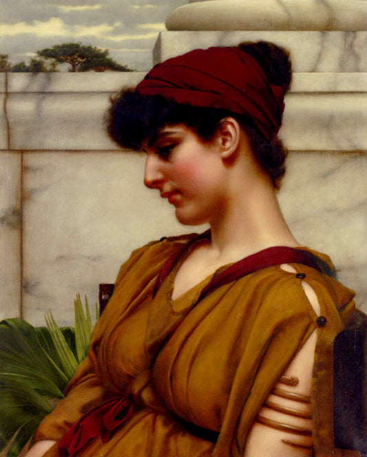 A Classical Beauty in Profile, vintage artwork by John William Godward, 12x8" (A4) Poster