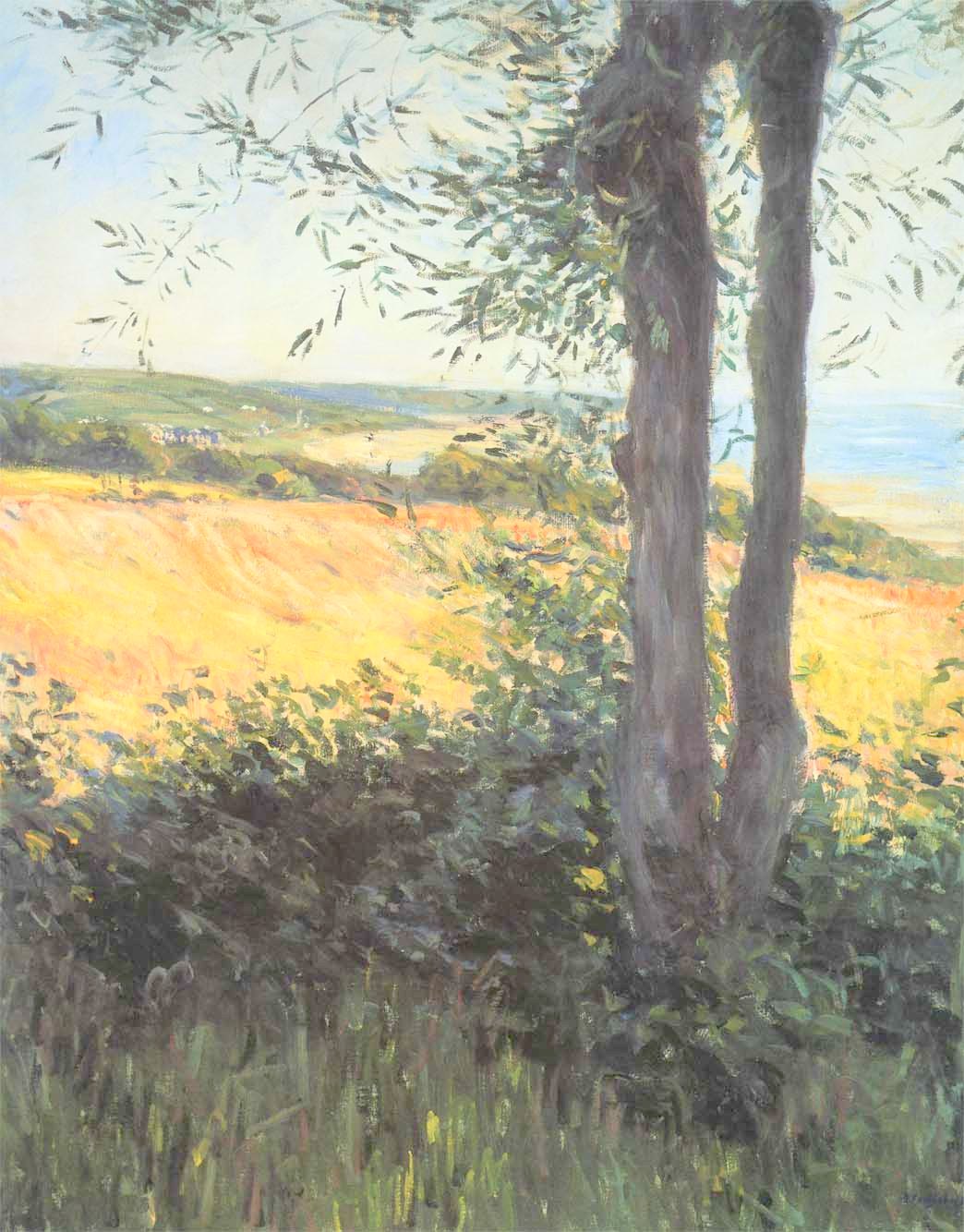 by  the sea at Normandy, vintage artwork by Gustave Caillebotte, 12x8" (A4) Poster