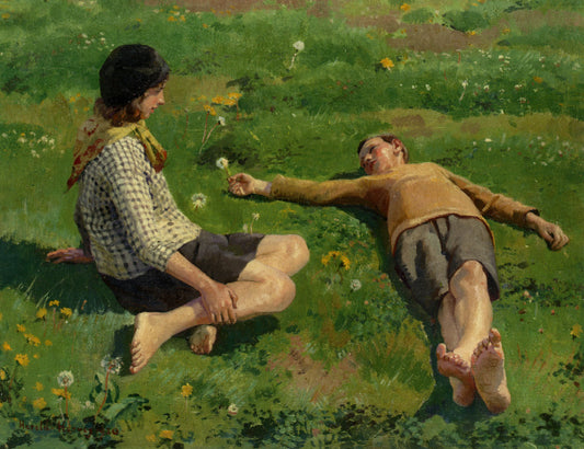 Cornish Children by Harold Charles Francis Harvey,16x12(A3) Poster