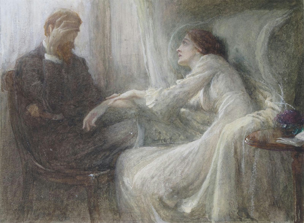 Study for The Confession, vintage artwork by Sir Francis Bernard (Frank) Dicksee, 12x8" (A4) Poster