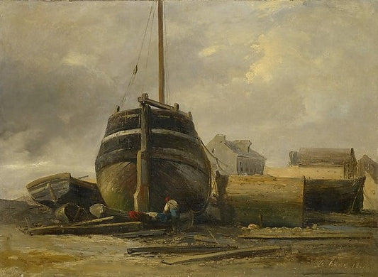 Shipyard at Le Havre, vintage artwork by Jules Coignet, A3 (16x12") Poster Print