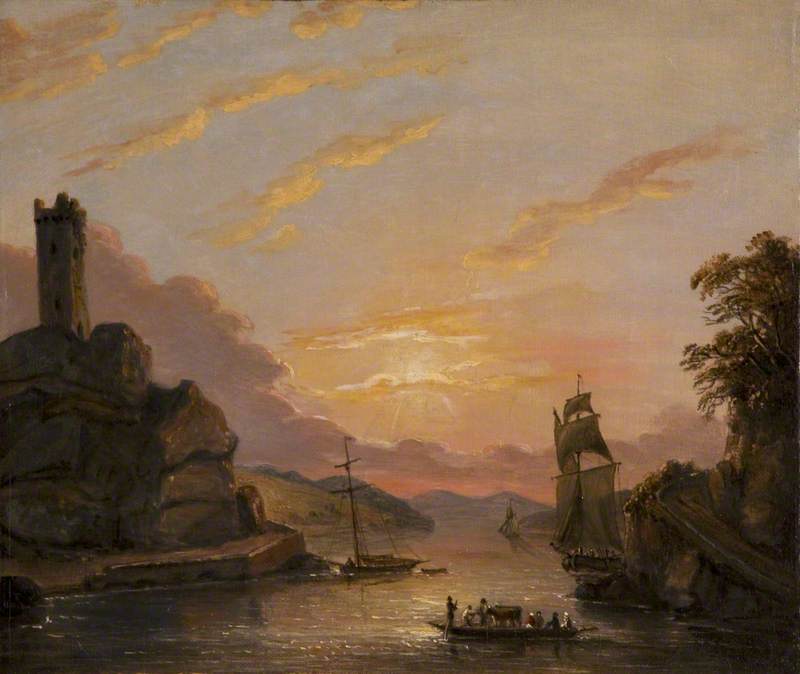 Carrick Ferry, near Wexford, Ireland, vintage artwork by Paul Sandby , R.A., 12x8" (A4) Poster