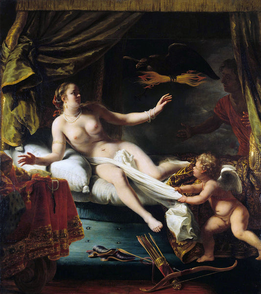 Aegina Awaits the Arrival of Zeus, vintage artwork by Ferdinand Bol, 12x8" (A4) Poster
