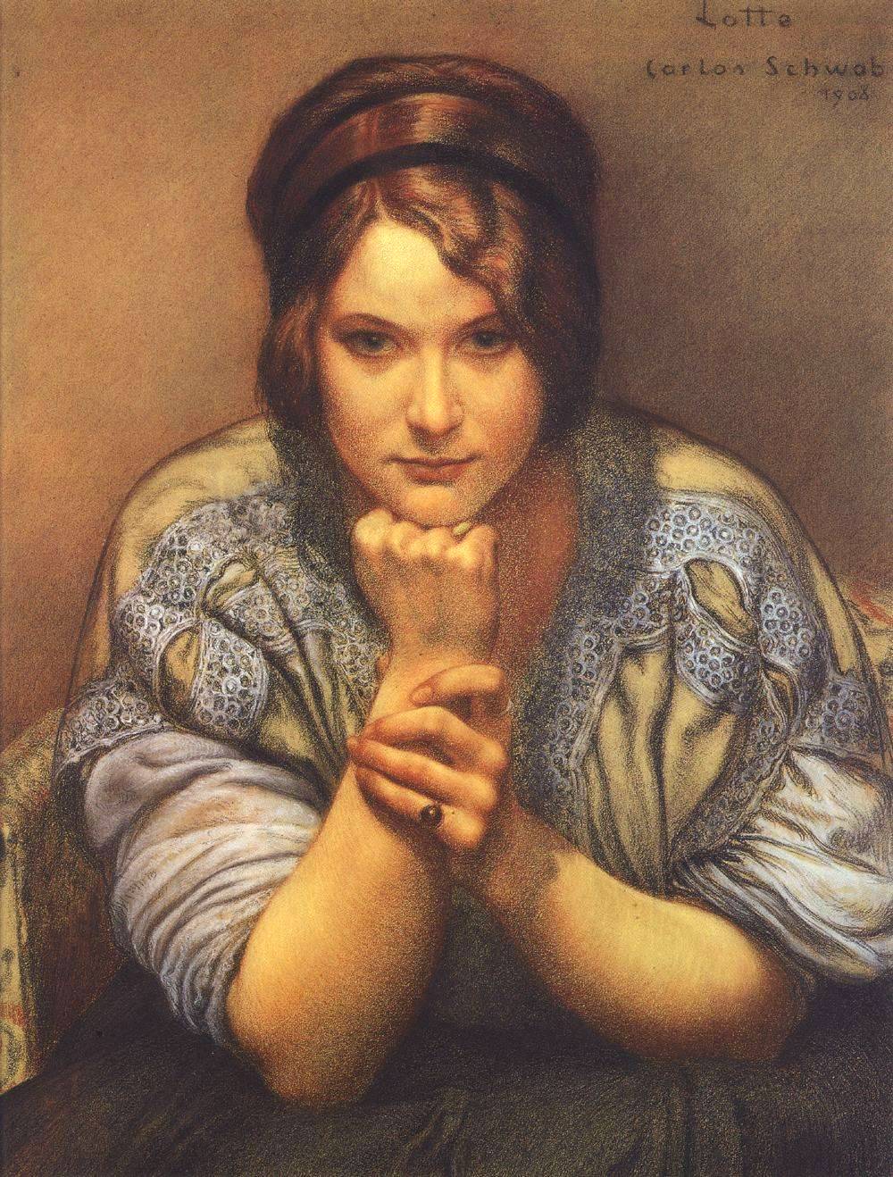 Lotte, vintage artwork by Carlos Schwabe, 12x8" (A4) Poster