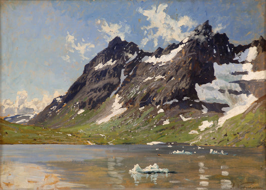 Winter Fjord Landscape, vintage artwork by Adelsteen Normann, 12x8" (A4) Poster