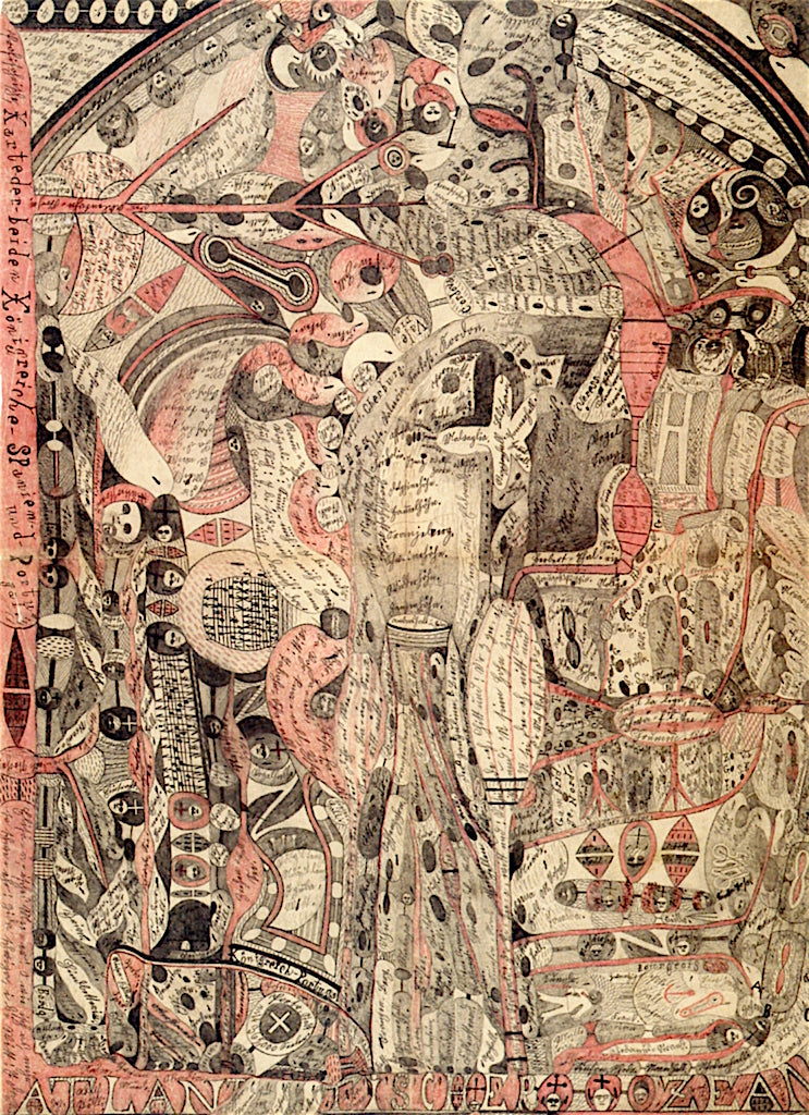 Provisional Map of the Two Kingdoms of Spain and Portugal, vintage artwork by Adolf Wölfli, 12x8" (A4) Poster