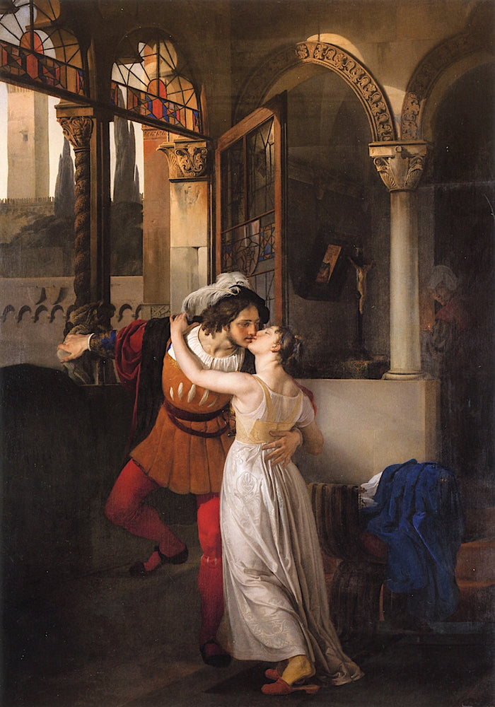 Last Kiss of Romeo and Juliet, vintage artwork by Francesco Paolo Hayez, A3 (16x12