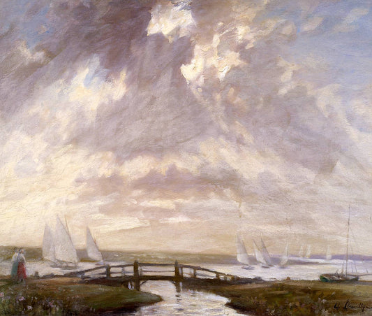 Sailing at Blakeney, vintage artwork by Sir William Llewellyn, 12x8" (A4) Poster