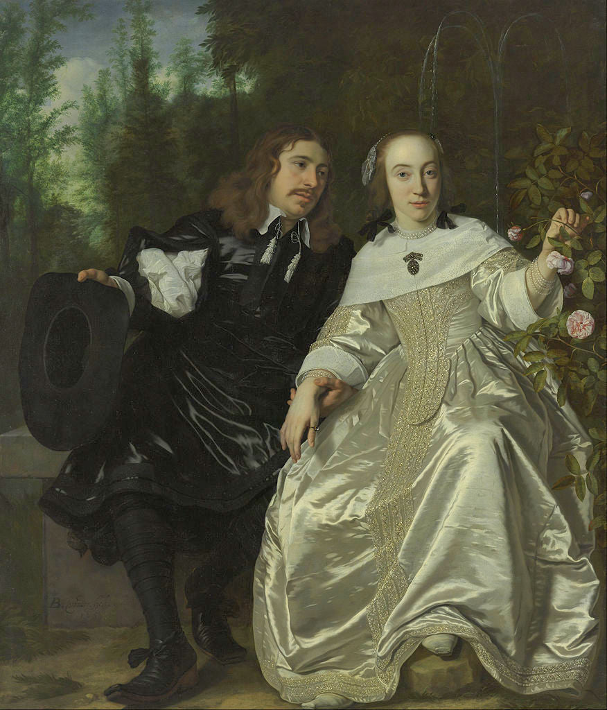 Portrait of Abraham del Court and His Wife Maria de Keerssegieter, vintage artwork by Bartholomeus van der Helst, 12x8" (A4) Poster