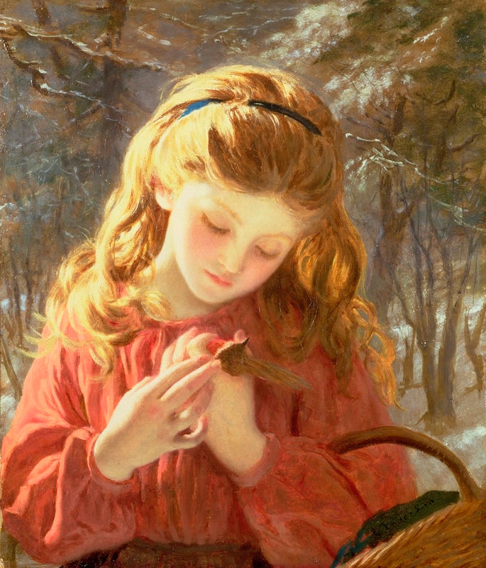 A New Friend, vintage artwork by Sophie Gengembre Anderson, 12x8" (A4) Poster