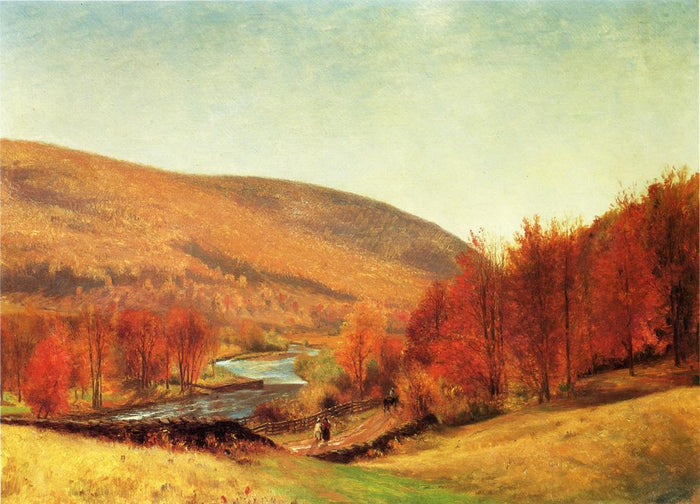 Autumn Landscape, Vermont, vintage artwork by Thomas Worthington Whittredge, A3 (16x12