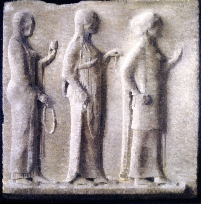 A Greek Relief in the Louvre, vintage artwork by Vilhelm Hammershøi, 12x8