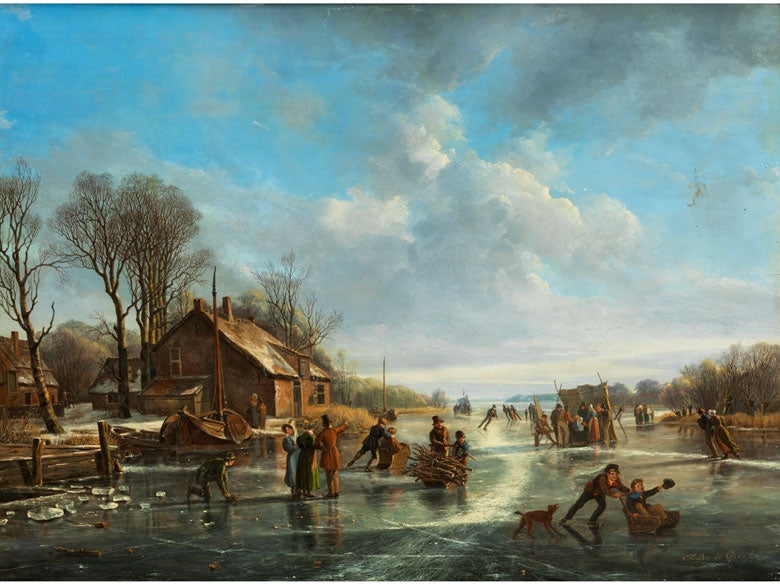 Ice Amusements, vintage artwork by Frans Arnold Breuhaus de Groot, 12x8" (A4) Poster