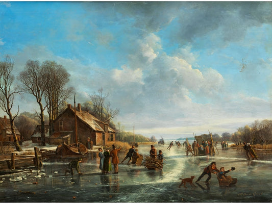 Ice Amusements, vintage artwork by Frans Arnold Breuhaus de Groot, 12x8" (A4) Poster