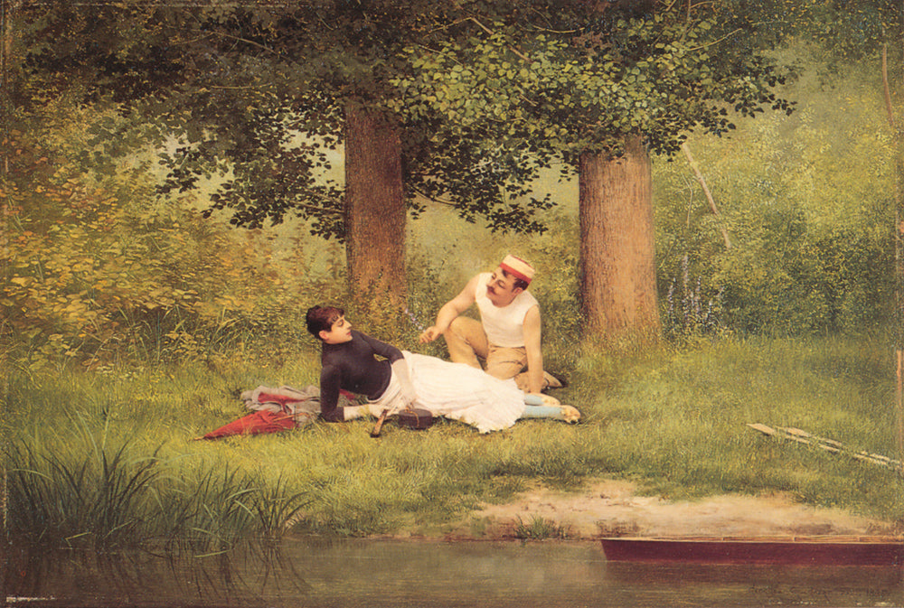 The Flirtation, vintage artwork by Georges Croegaert, 12x8" (A4) Poster