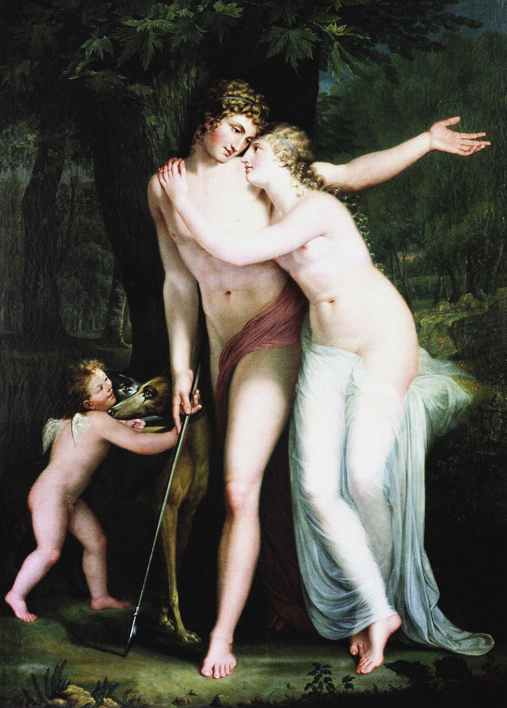Adonis and Venus with Cupid, vintage artwork by Gaspare Landi, 12x8" (A4) Poster