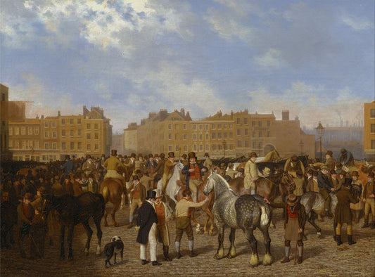 Old Smithfield Market, vintage artwork by Jacques-Laurent Agasse, 12x8" (A4) Poster