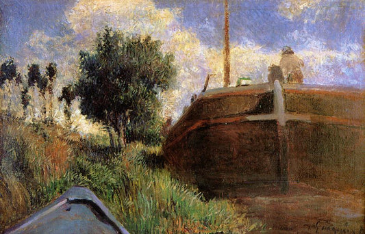 Blue Barge, vintage artwork by Paul Gauguin, 12x8" (A4) Poster