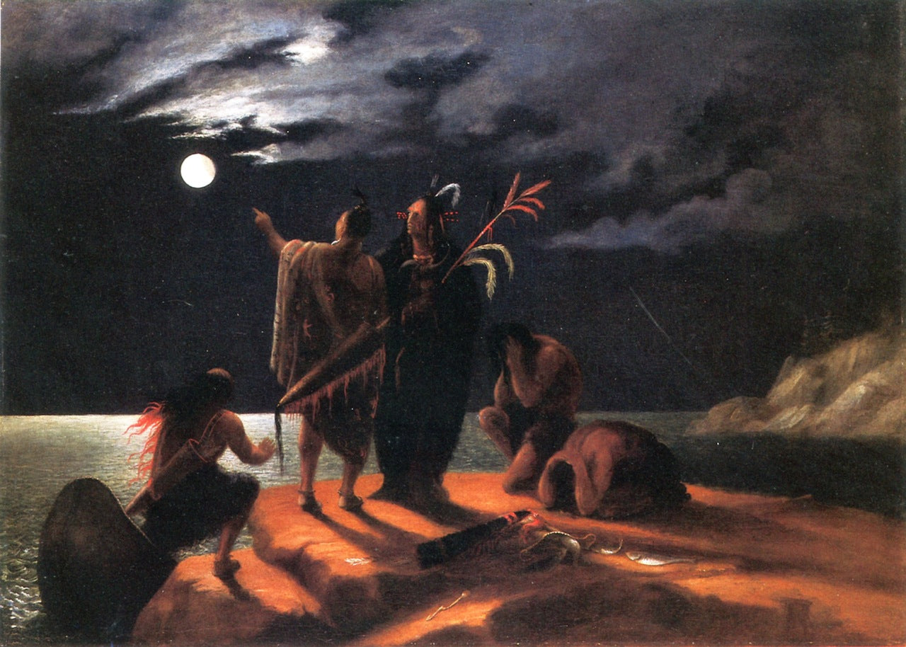 Indians Experiencing a Lunar Eclipse, vintage artwork by William Rimmer, A3 (16x12") Poster Print