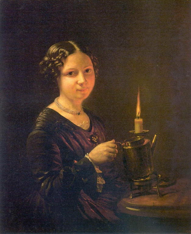 Girl with a candle, vintage artwork by Vasily Tropinin, 12x8" (A4) Poster