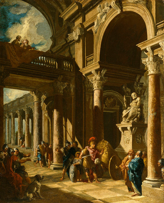 Alexander the Great Cutting the Gordian Knot, vintage artwork by Giovanni Paolo Panini, 12x8" (A4) Poster