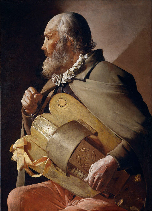 Blind Hurdy-Gurdy Player, vintage artwork by Georges de La Tour, 12x8" (A4) Poster