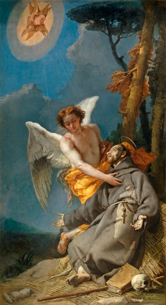 The Stigmatization of Saint Francis, vintage artwork by Giovanni Battista Tiepolo, 12x8" (A4) Poster