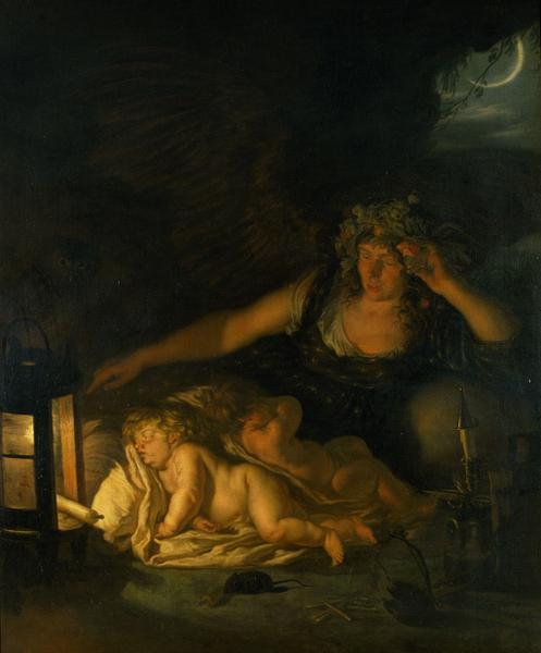 Allegory of Night, vintage artwork by Joachim von Sandrart, 12x8" (A4) Poster