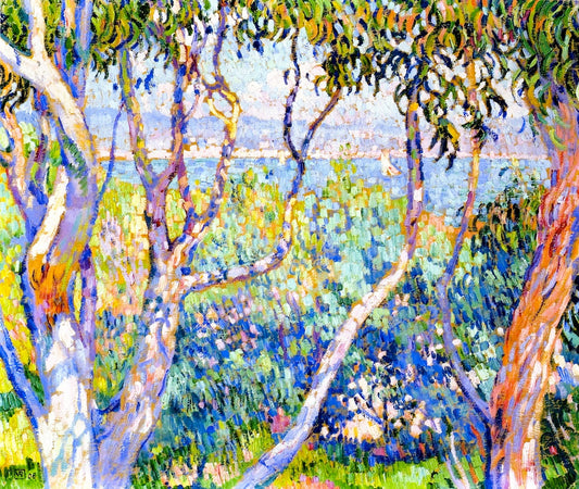 Eucalyptus, at Saint-Tropez, vintage artwork by Theo van Rysselberghe, 12x8" (A4) Poster