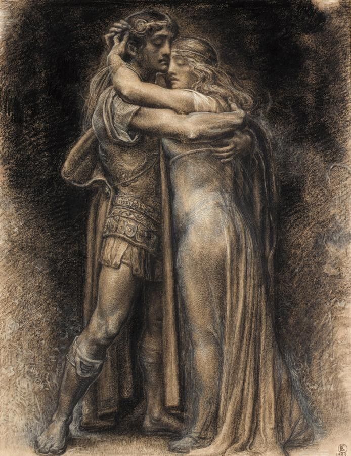 Sigmonde and Sieglinde, vintage artwork by Rogelio de Egusquiza, 12x8" (A4) Poster