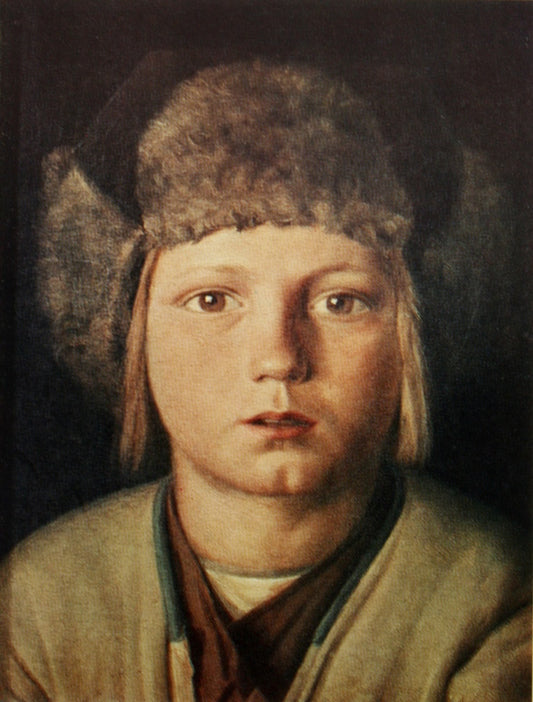 Peasant Boy, vintage artwork by Grigory Soroka, 12x8" (A4) Poster