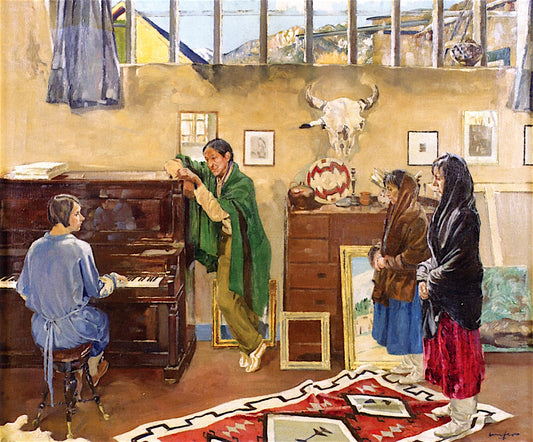 The Listeners, vintage artwork by Walter Ufer, 12x8" (A4) Poster