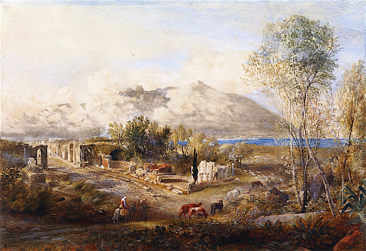 Street of Tombs, Pompeii, vintage artwork by Samuel Palmer, A3 (16x12") Poster Print