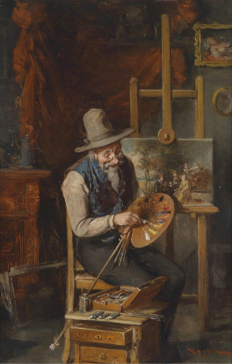 The Artist and the Easel, vintage artwork by Hermann Kern, 12x8" (A4) Poster