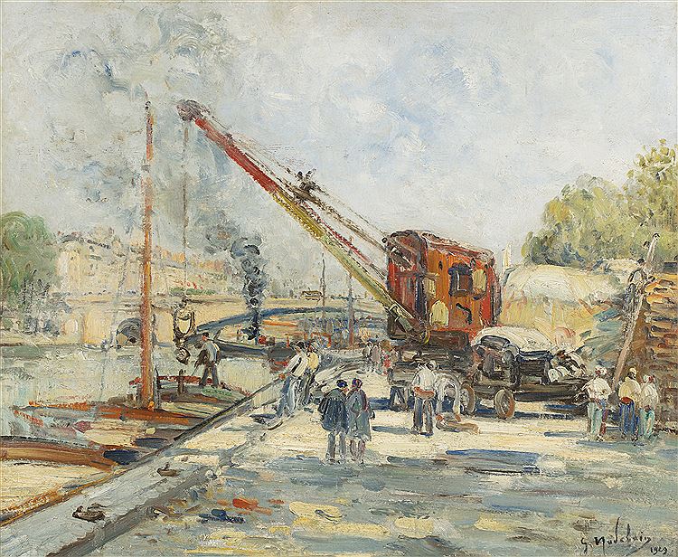 A Quay in Paris by Gustave Madelain,A3(16x12")Poster