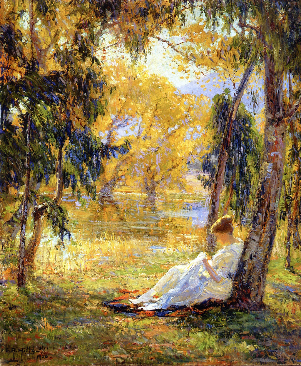 Frances at Little Lake, near Hemet, vintage artwork by Anna Althea Hills, 12x8" (A4) Poster