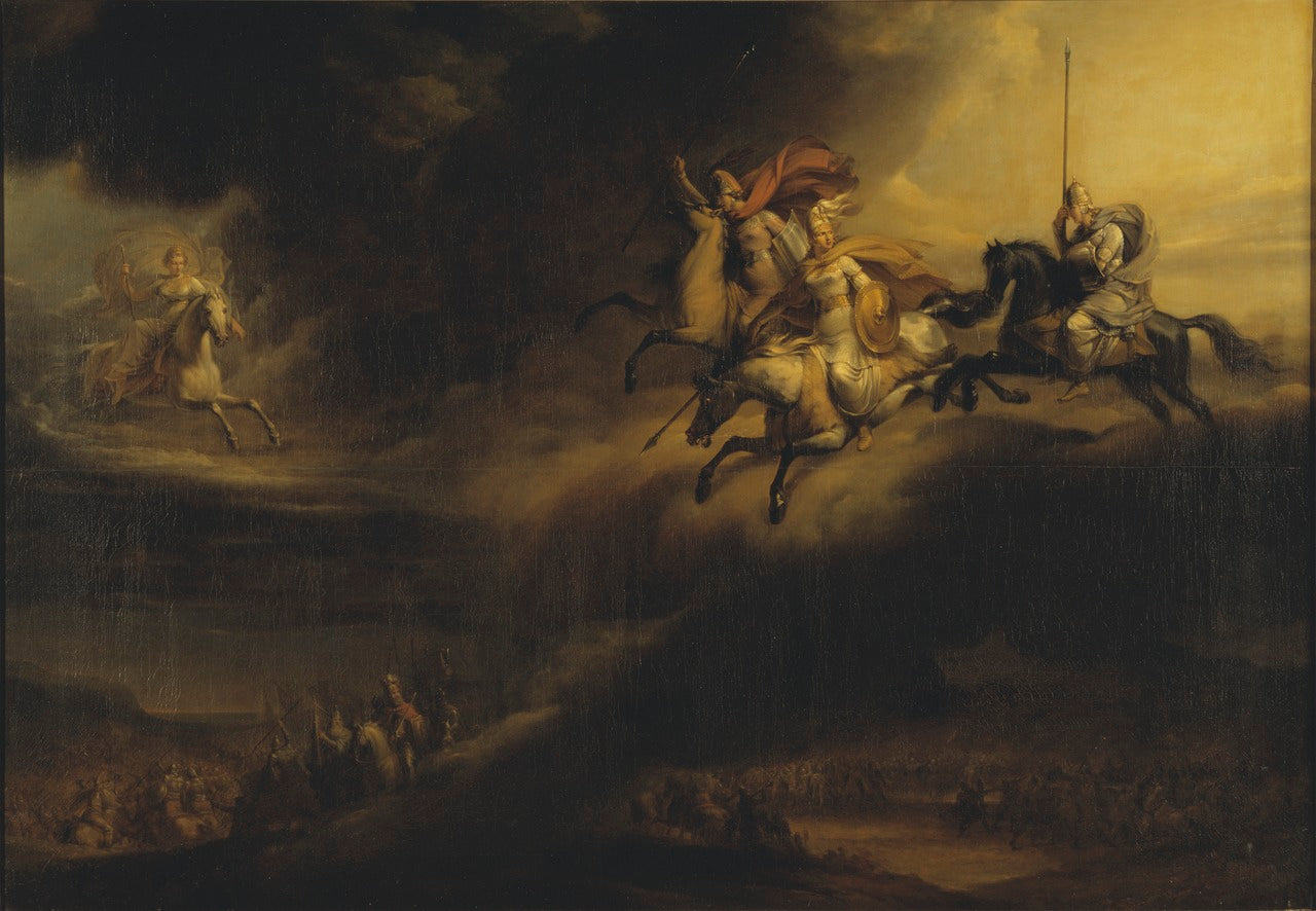 Valkyries Riding into Battle, vintage artwork by Johan Gustaf Sandberg, 12x8" (A4) Poster