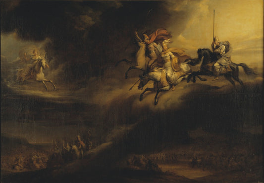 Valkyries Riding into Battle, vintage artwork by Johan Gustaf Sandberg, 12x8" (A4) Poster