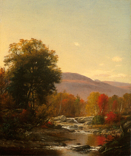 Autumn Landscape With View Of Catskill Mountains, vintage artwork by Junius R. Sloan, 12x8" (A4) Poster