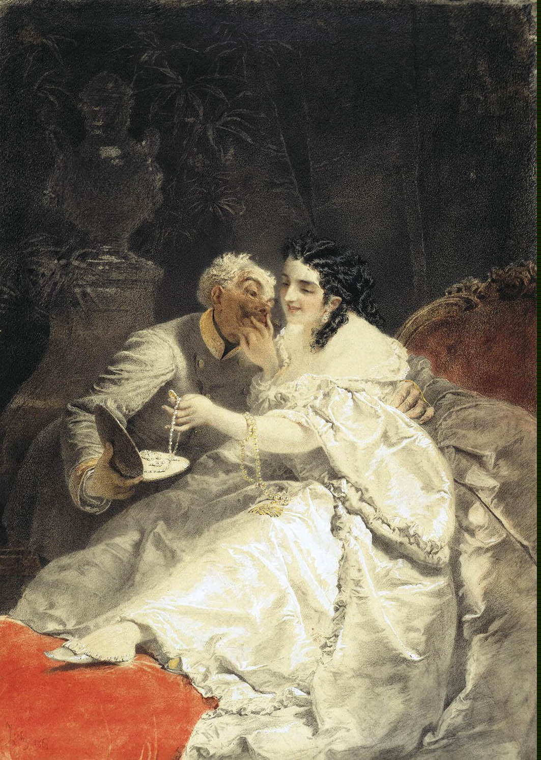 Love on Sale, vintage artwork by Mihály Zichy, 12x8" (A4) Poster