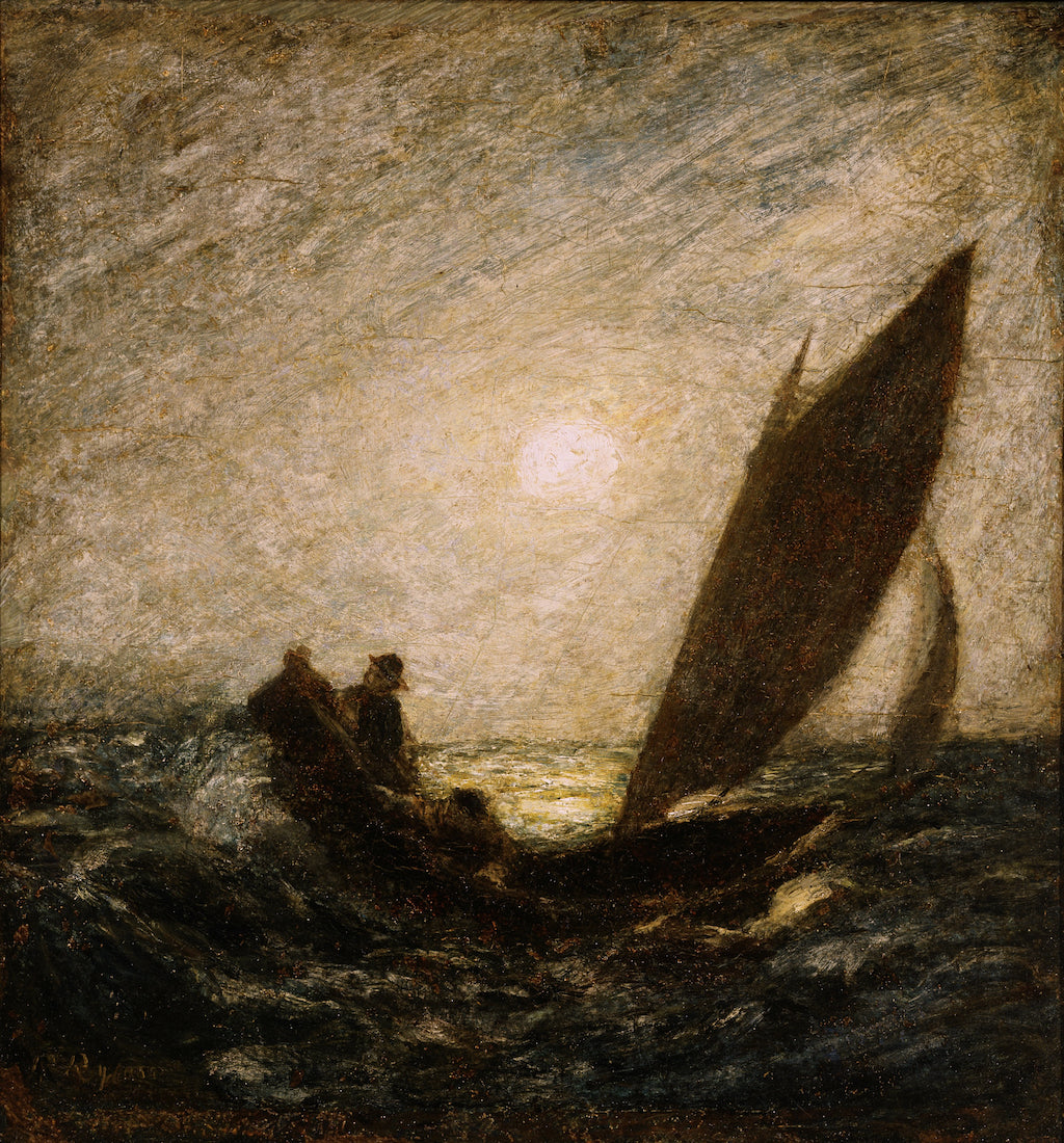 With Sloping Masst and Dipping Prow, vintage artwork by Albert Pinkham Ryder, 12x8" (A4) Poster
