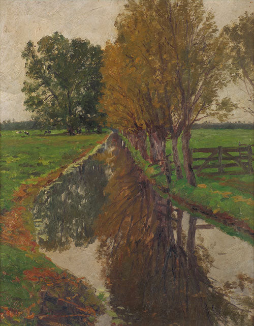 Weiden am Bach, vintage artwork by Friederich Kallmorgen, 12x8" (A4) Poster