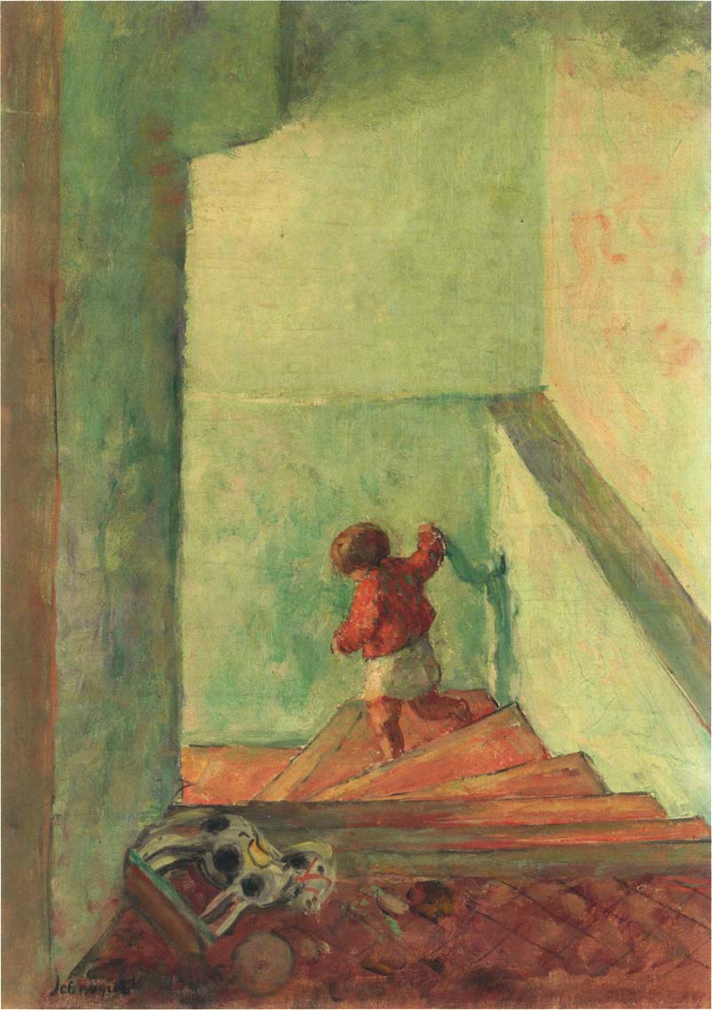 Child on the Stairs, vintage artwork by Henri Lebasque, 12x8" (A4) Poster