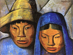 La Pareja en Azul, vintage artwork by Alfredo Ramos Martinez, 12x8" (A4) Poster