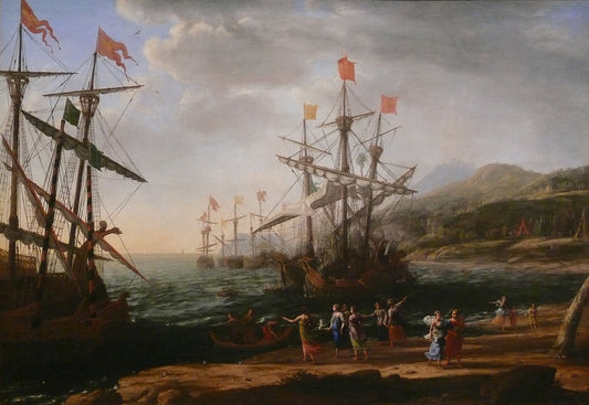 Marine with the Trojans Burning their Boats, vintage artwork by Claude Lorrain, 12x8" (A4) Poster