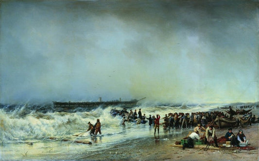 The End of the Alexander Nevsky Frigate, vintage artwork by Alexei Bogoliubov, 12x8" (A4) Poster