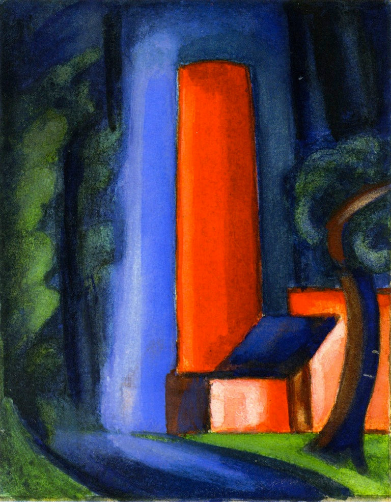 Red Smokestack, vintage artwork by Oscar Bluemner, 12x8" (A4) Poster